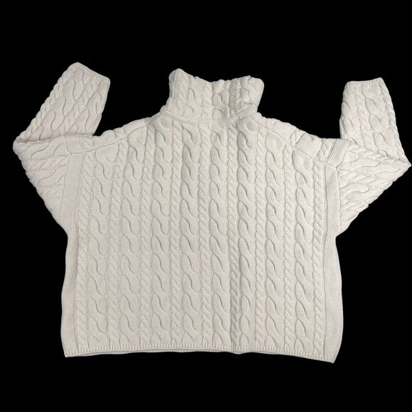 H&M Beige Cable Knit 1/4 Zip Cropped Sweater Sz XS Wool Oversized Ski Boho Snow - Picture 6 of 7